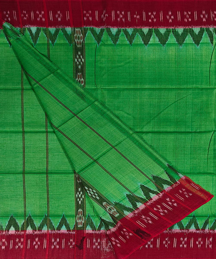 Parrot green maroon handwoven cotton sambalpuri gamcha towel