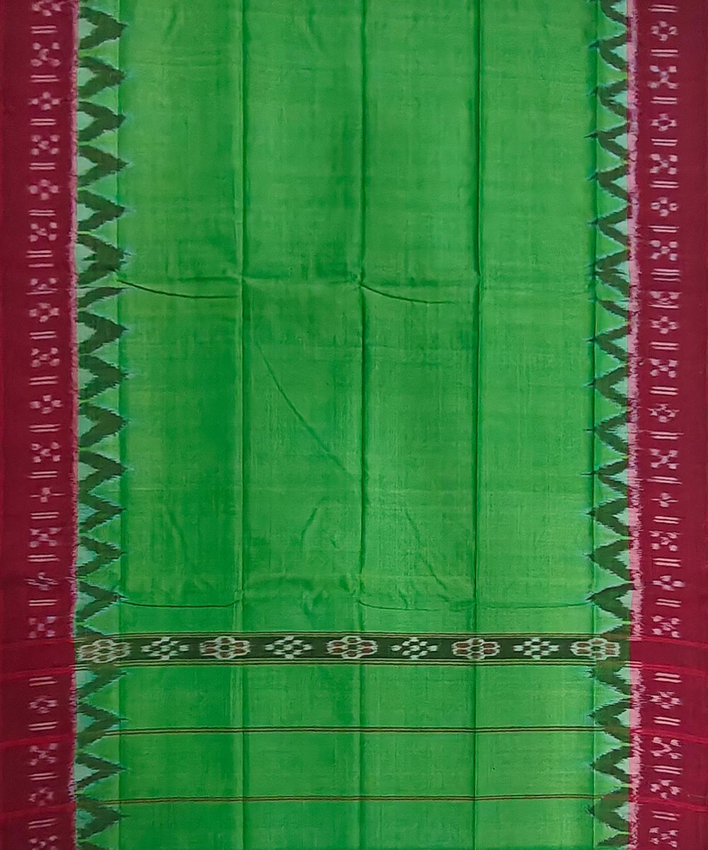 Parrot green maroon handwoven cotton sambalpuri gamcha towel