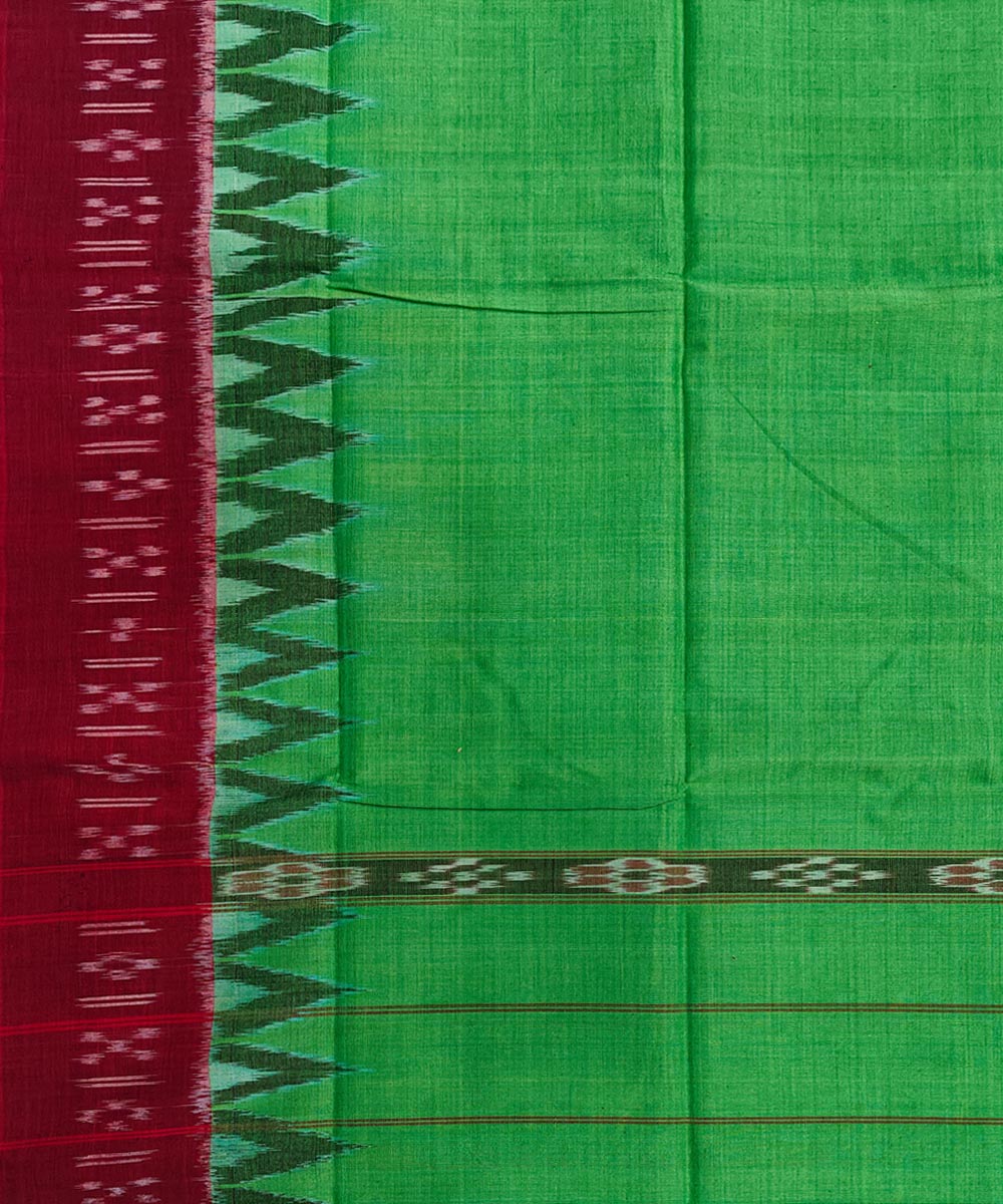Parrot green maroon handwoven cotton sambalpuri gamcha towel