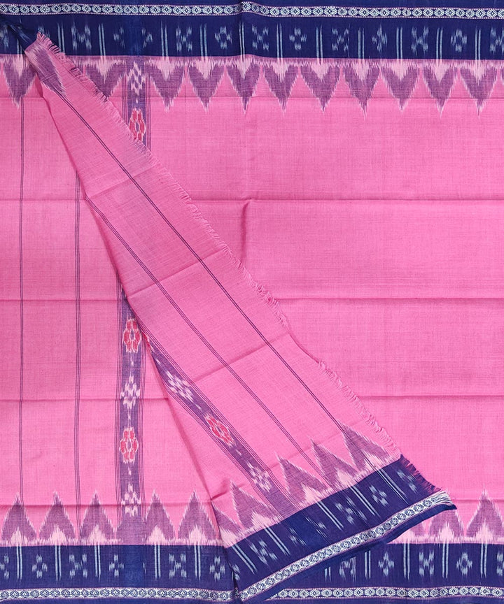 Pink blue handwoven sambalpuri cotton gamcha towel