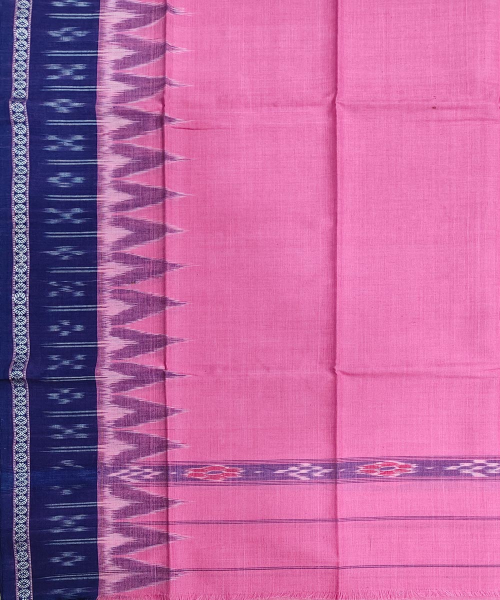 Pink blue handwoven sambalpuri cotton gamcha towel