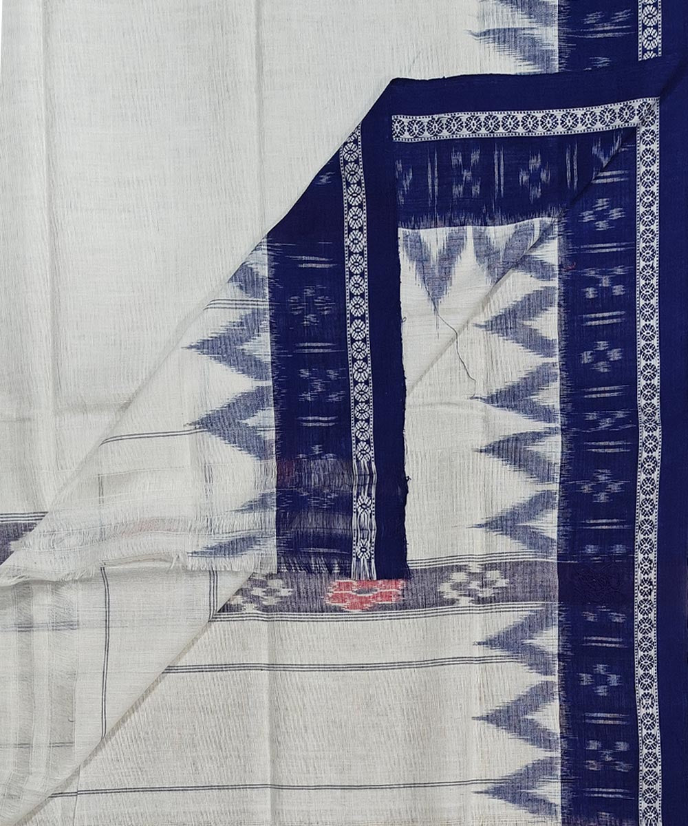 White blue handwoven cotton sambalpuri gamcha towel
