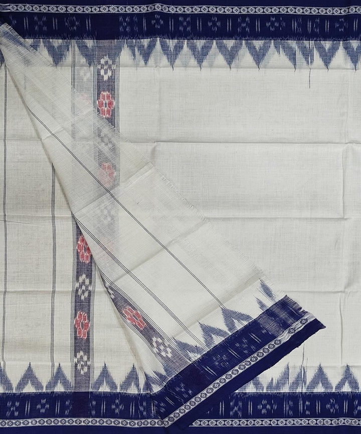 White blue handwoven cotton sambalpuri gamcha towel