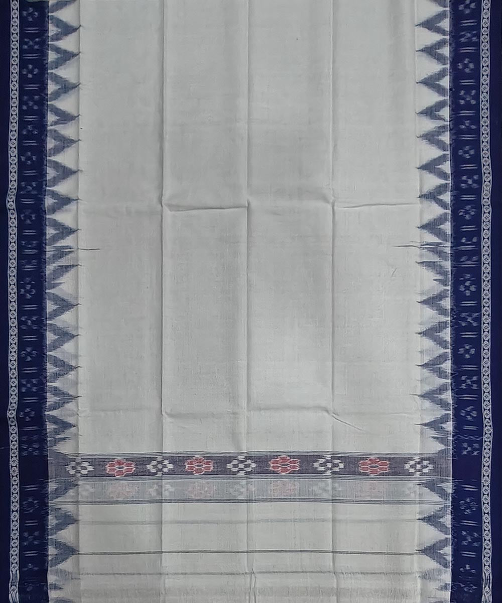 White blue handwoven cotton sambalpuri gamcha towel