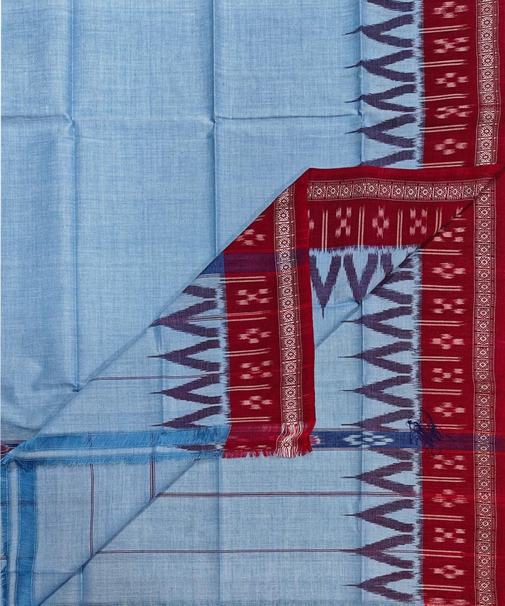 Sky blue maroon handwoven cotton sambalpuri gamcha towel