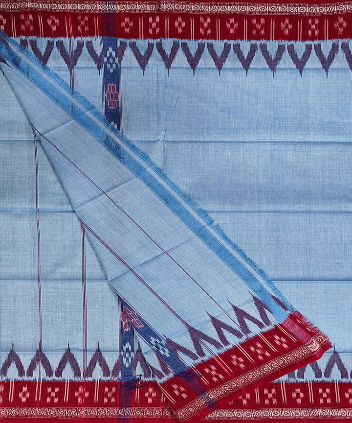 Sky blue maroon handwoven cotton sambalpuri gamcha towel