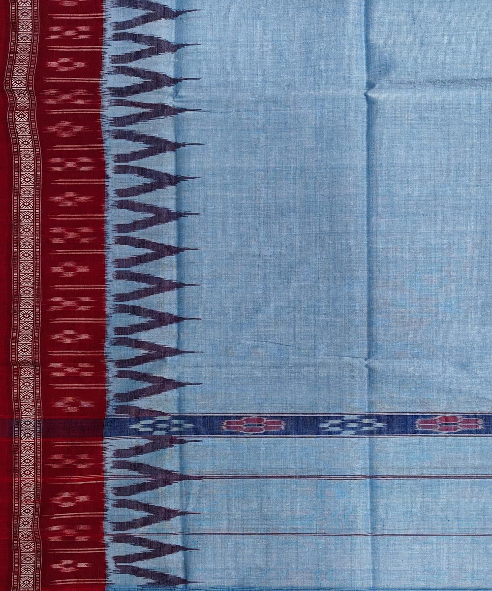 Sky blue maroon handwoven cotton sambalpuri gamcha towel