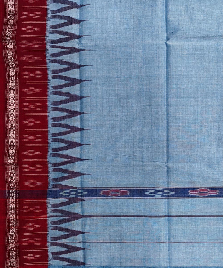 Sky blue maroon handwoven cotton sambalpuri gamcha towel
