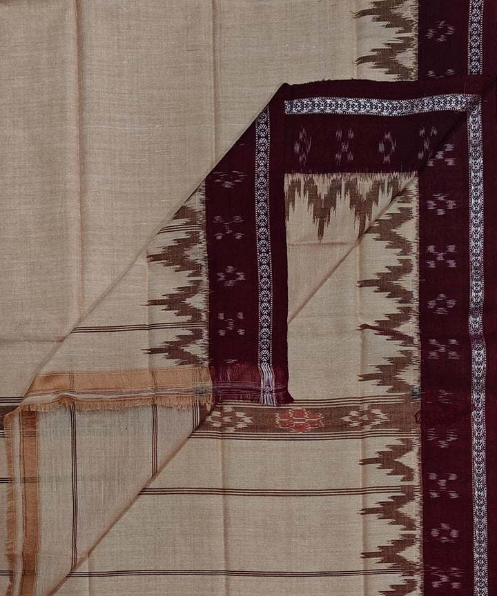 Beige maroon cotton handloom sambalpuri gamcha towel