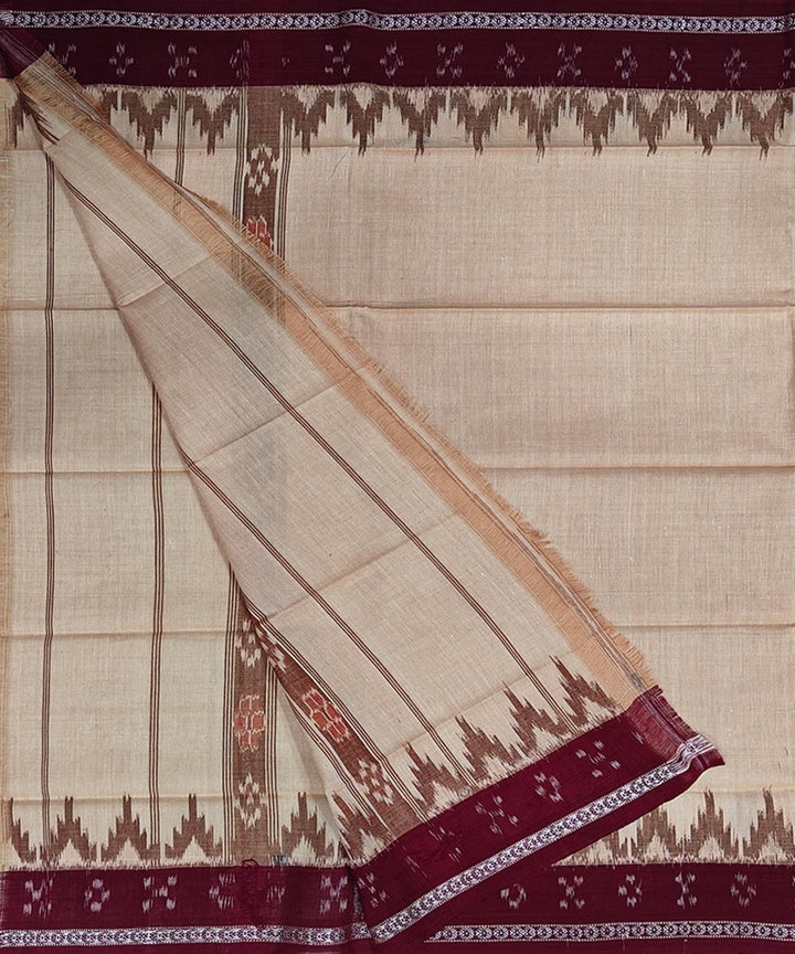 Beige maroon cotton handloom sambalpuri gamcha towel