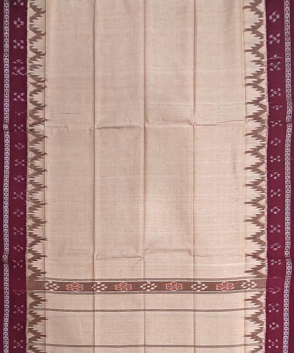 Beige maroon cotton handloom sambalpuri gamcha towel
