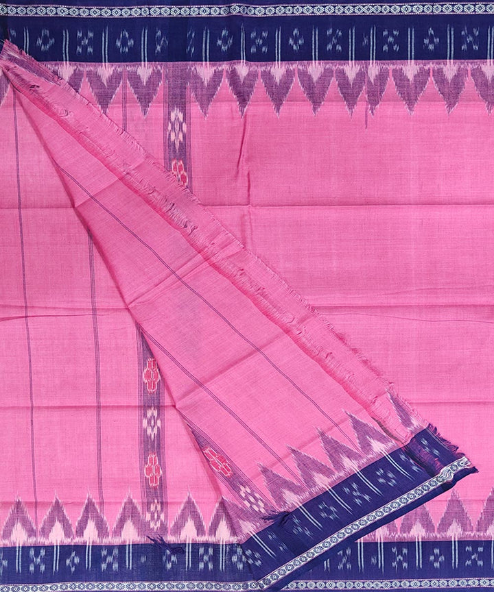 Pink blue handwoven cotton sambalpuri gamcha towel