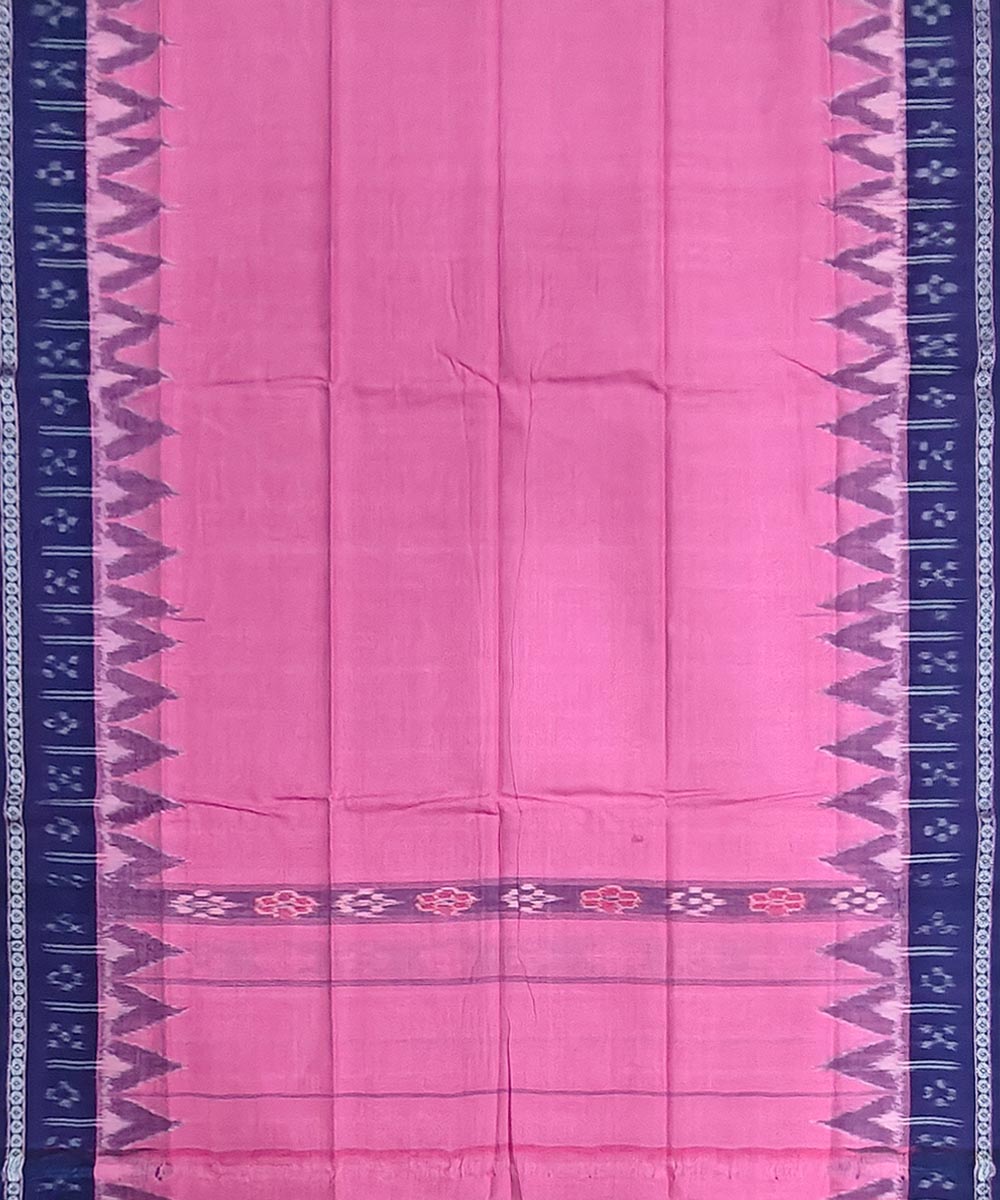 Pink blue handwoven cotton sambalpuri gamcha towel