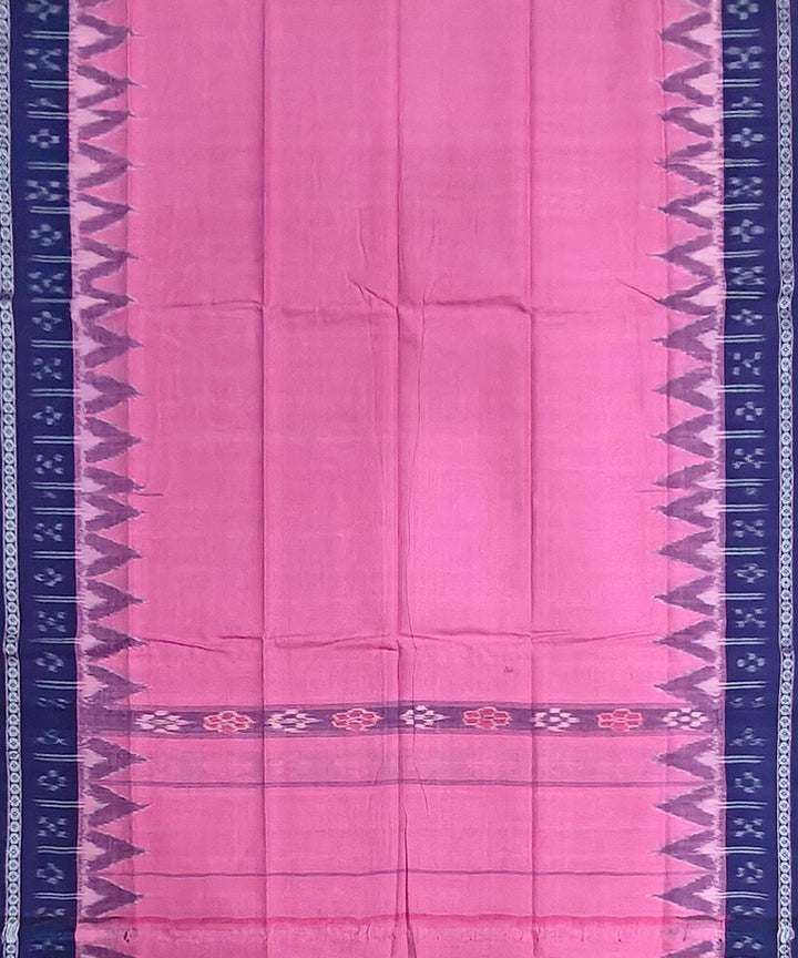 Pink blue handwoven cotton sambalpuri gamcha towel