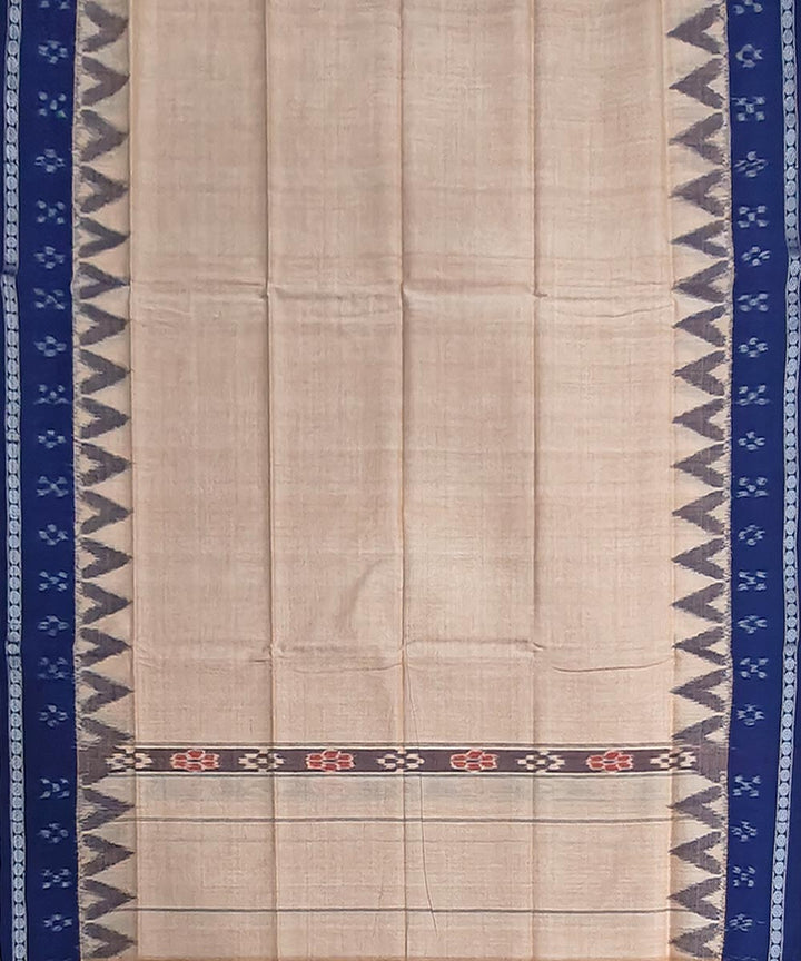 Beige dark blue handwoven cotton sambalpuri gamcha towel