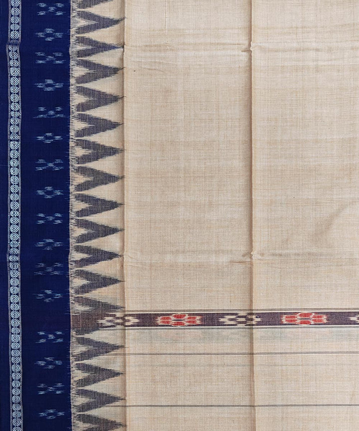 Beige dark blue handwoven cotton sambalpuri gamcha towel