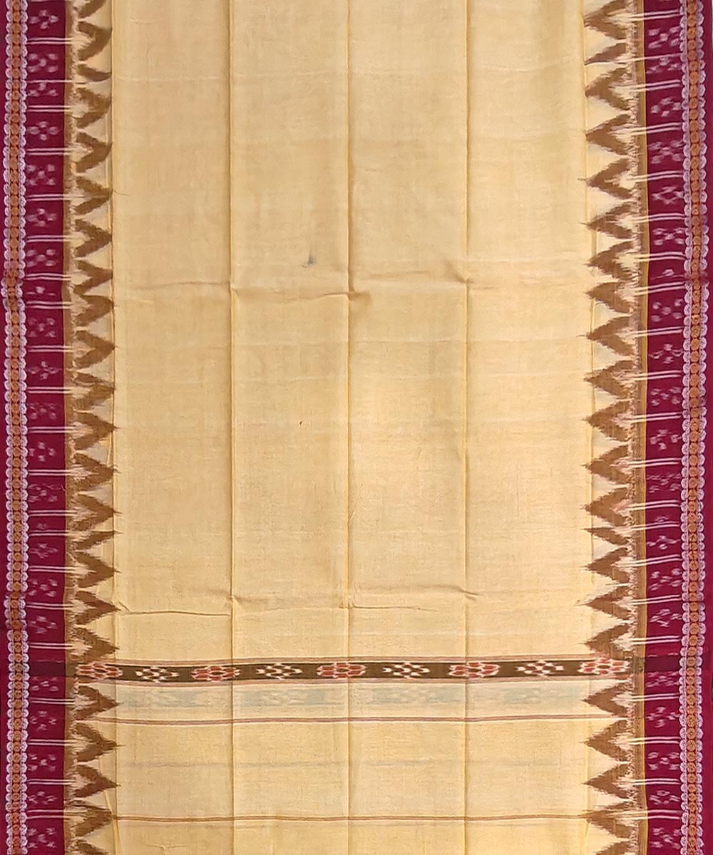 Beige maroon handwoven cotton sambalpuri gamcha towel
