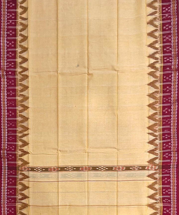 Beige maroon handwoven cotton sambalpuri gamcha towel