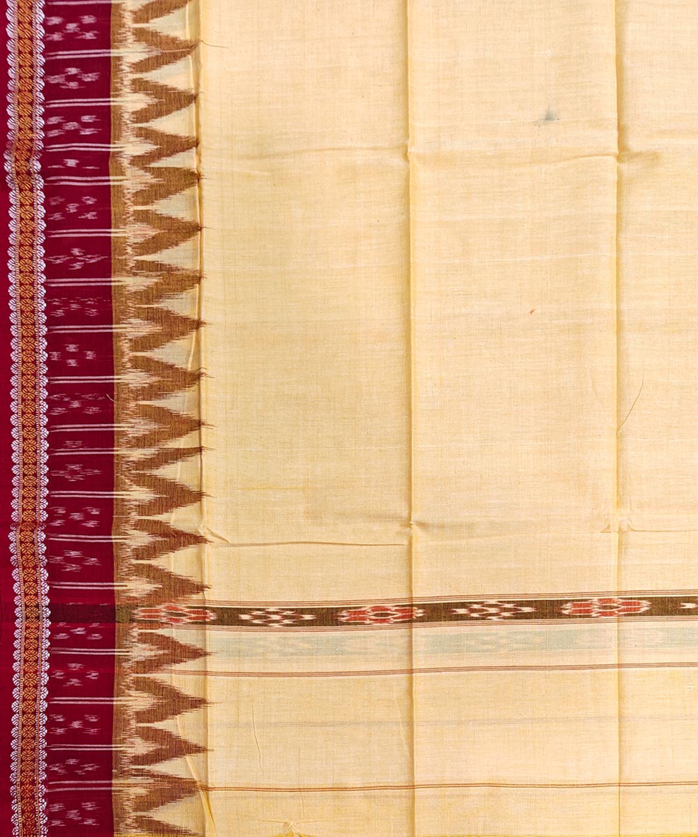 Beige maroon handwoven cotton sambalpuri gamcha towel