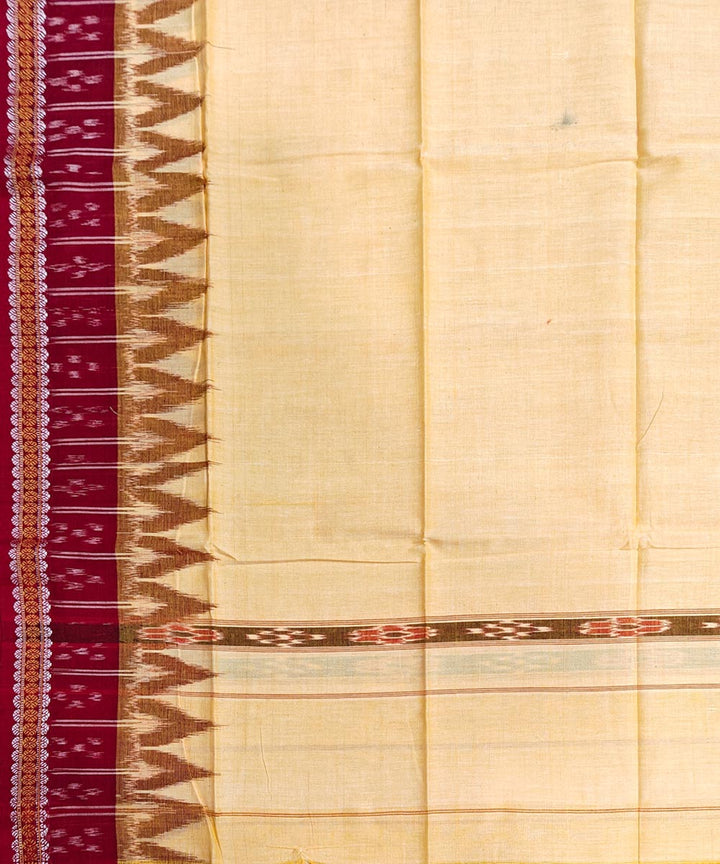 Beige maroon handwoven cotton sambalpuri gamcha towel