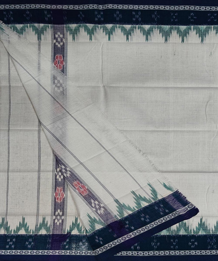 White dark blue handwoven cotton sambalpuri gamcha towel