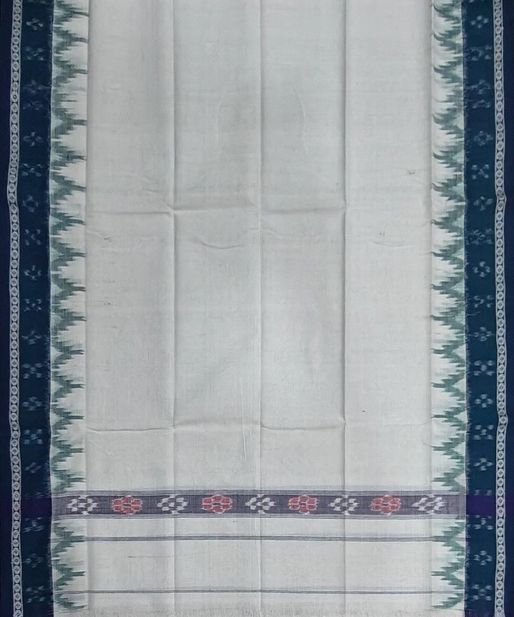White dark blue handwoven cotton sambalpuri gamcha towel