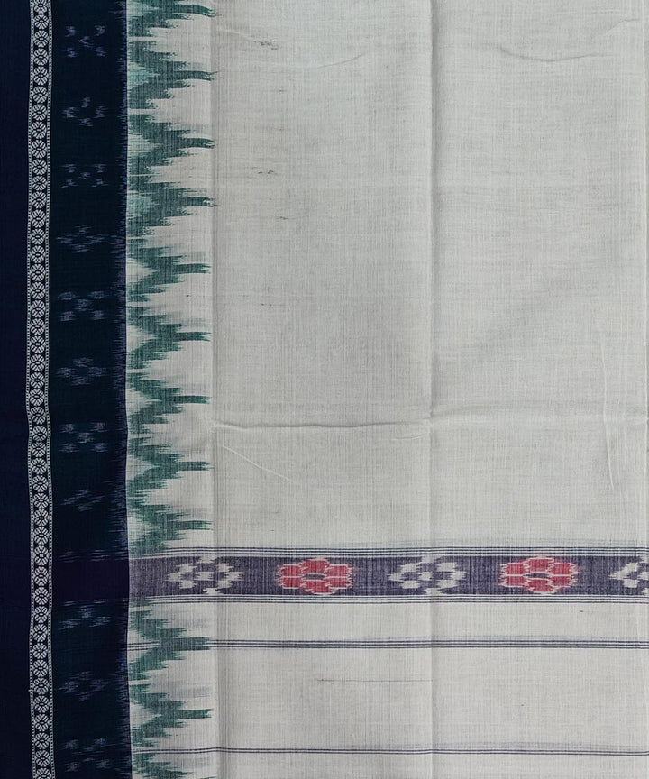 White dark blue handwoven cotton sambalpuri gamcha towel