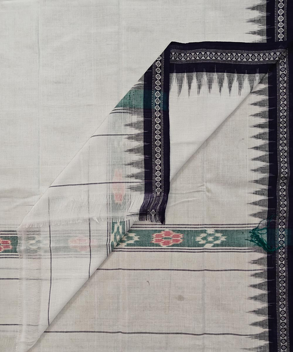 White black handwoven cotton sambalpuri towel gamcha