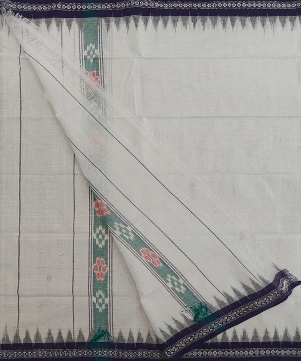 White black handwoven cotton sambalpuri towel gamcha