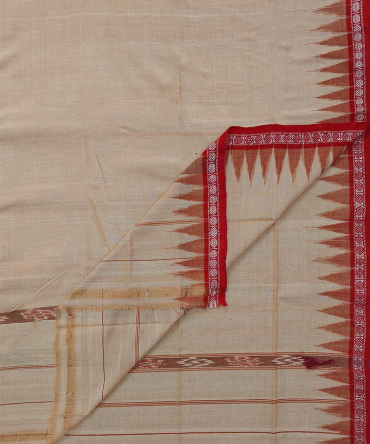 Beige red handwoven cotton sambalpuri towel gamcha
