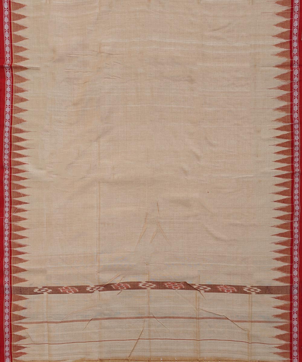 Beige red handwoven cotton sambalpuri towel gamcha