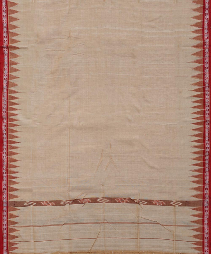 Beige red handwoven cotton sambalpuri towel gamcha