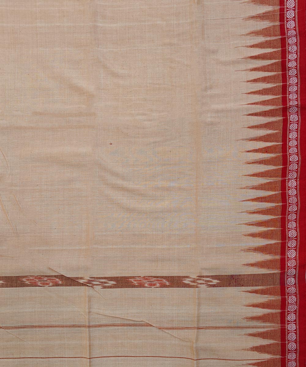 Beige red handwoven cotton sambalpuri towel gamcha