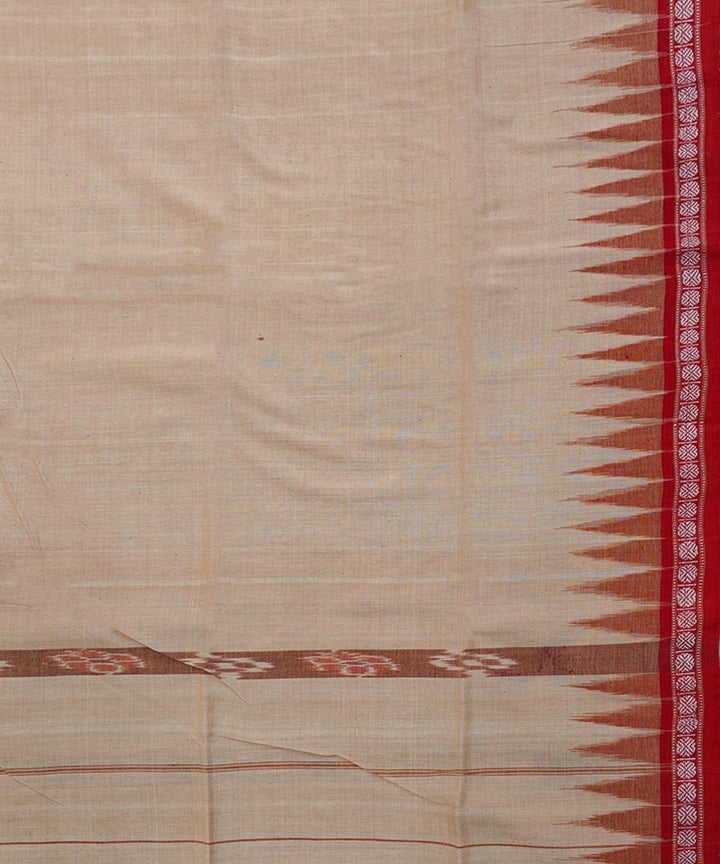 Beige red handwoven cotton sambalpuri towel gamcha