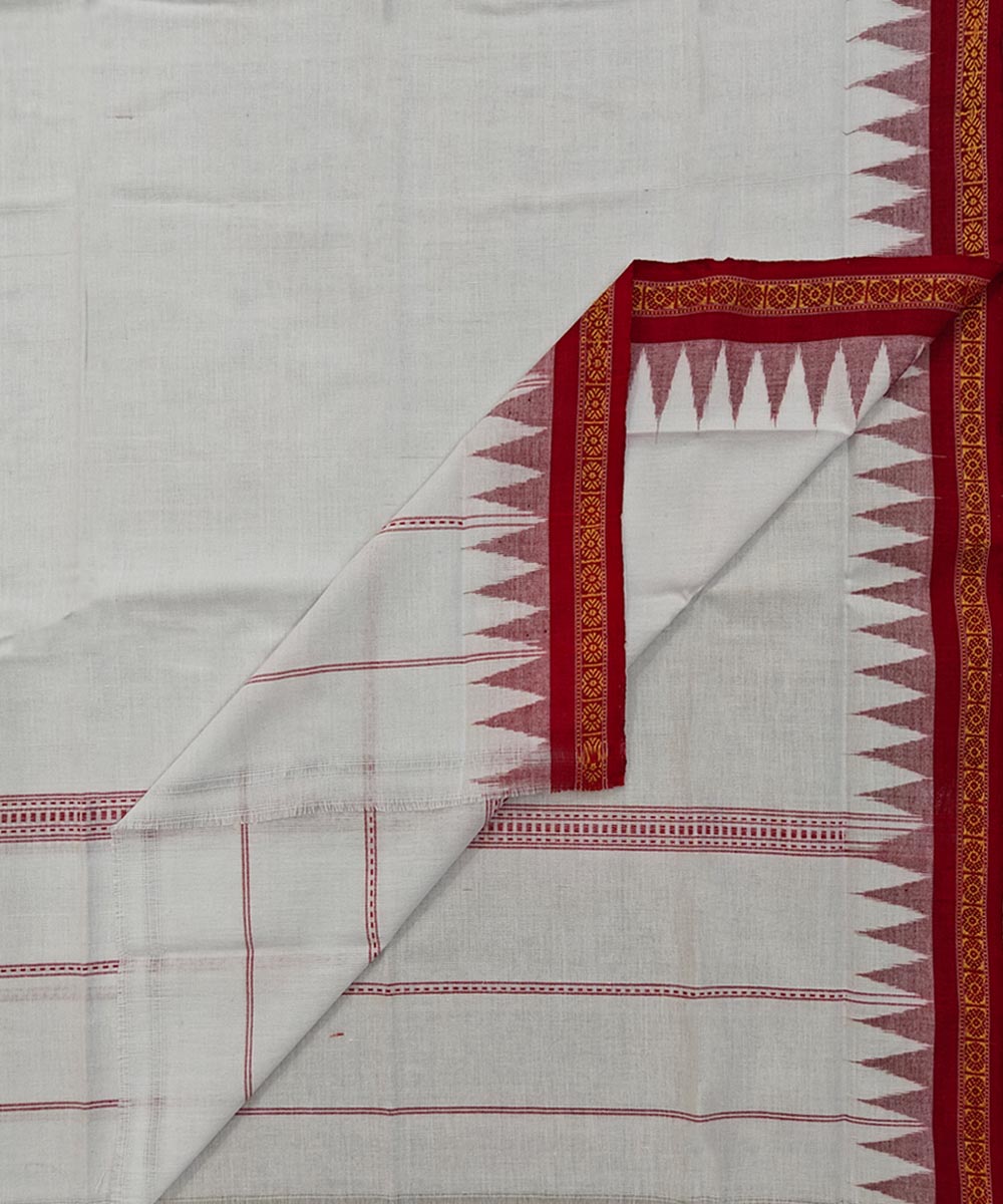 White handwoven cotton sambalpuri towel gamcha