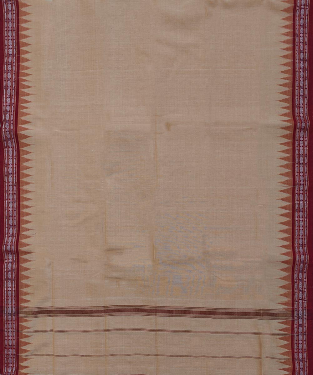 Beige maroon handwoven cotton sambalpuri towel gamcha