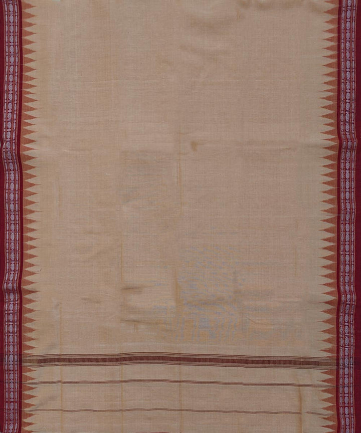 Beige maroon handwoven cotton sambalpuri towel gamcha
