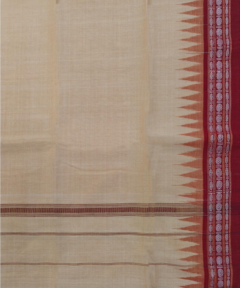 Beige maroon handwoven cotton sambalpuri towel gamcha