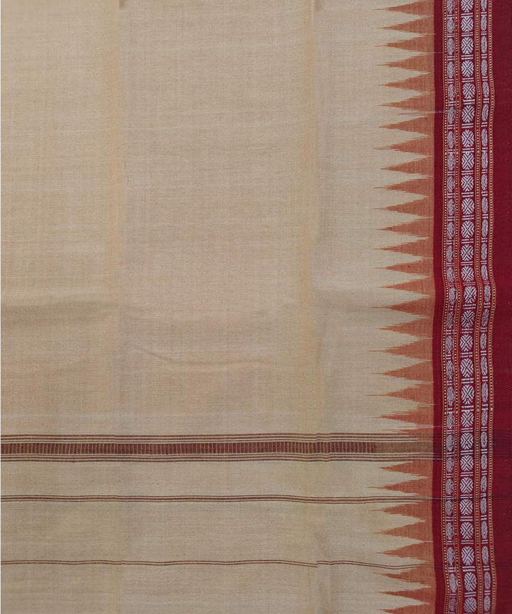Beige maroon handwoven cotton sambalpuri towel gamcha