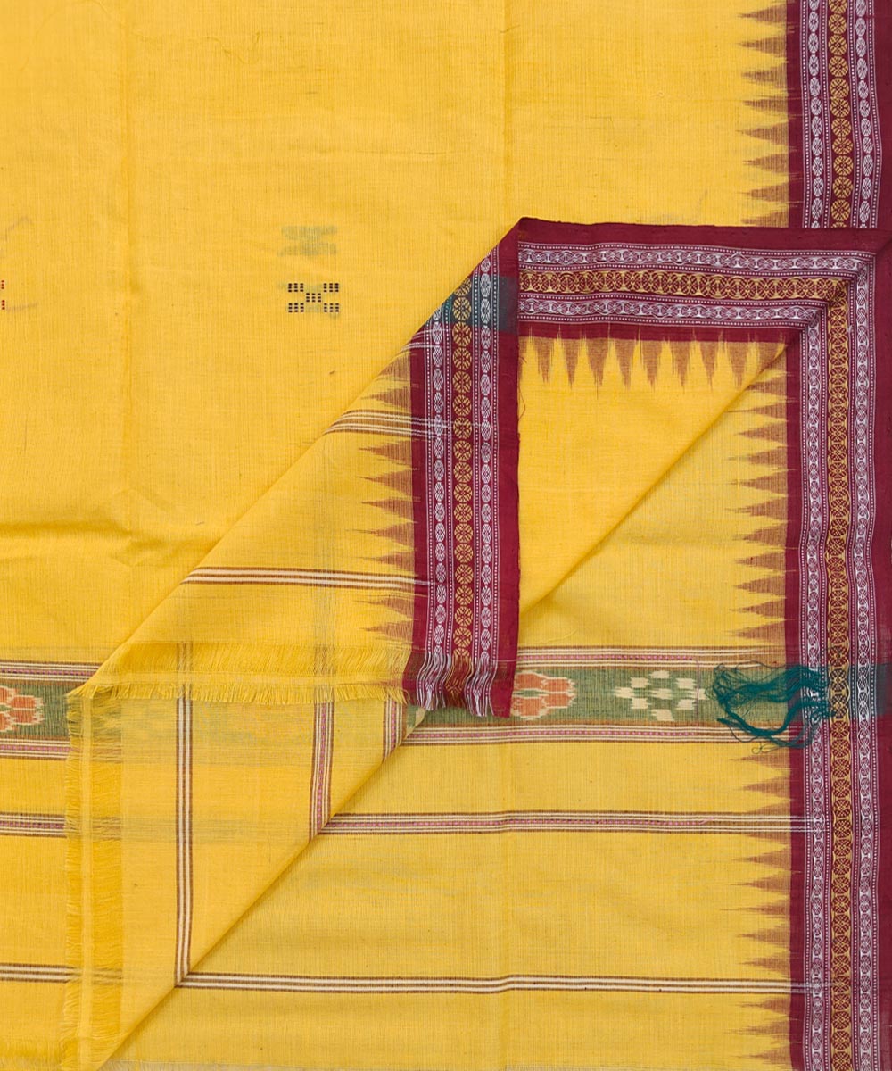 Yellow red handwoven cotton sambalpuri towel gamcha