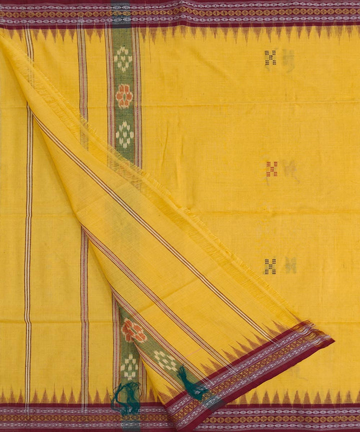 Yellow red handwoven cotton sambalpuri towel gamcha
