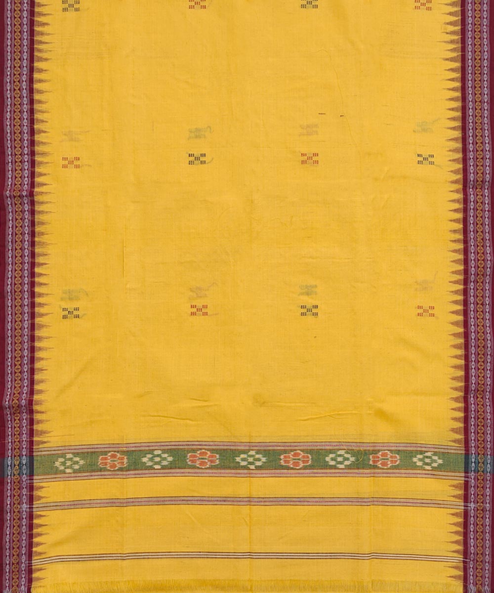 Yellow red handwoven cotton sambalpuri towel gamcha