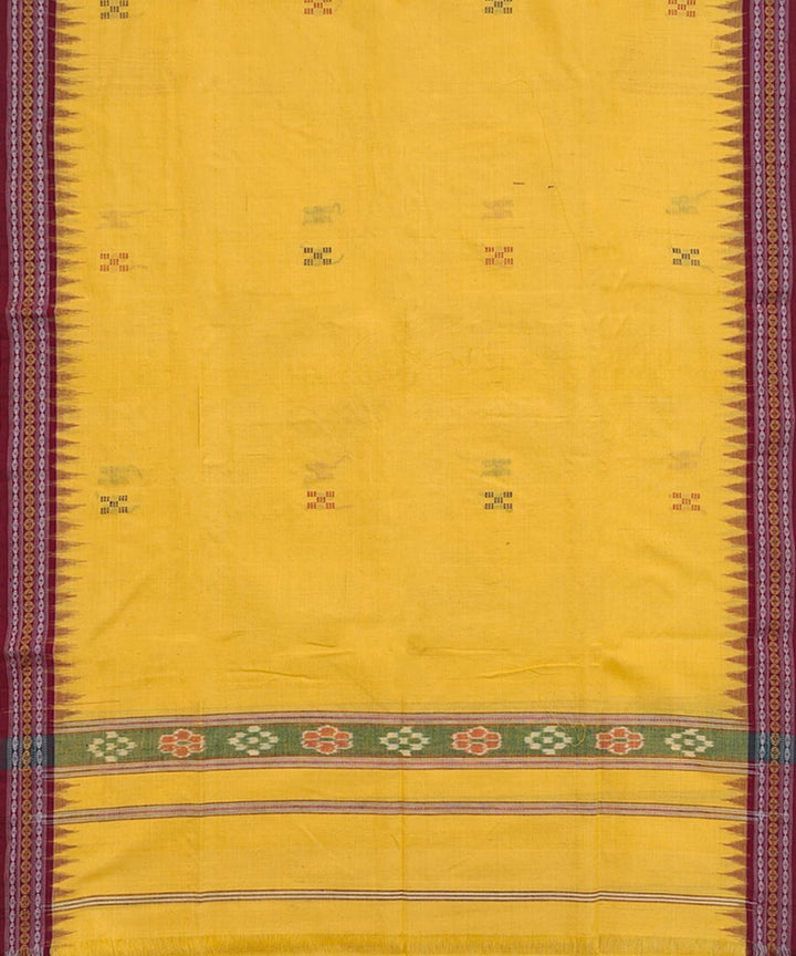 Yellow red handwoven cotton sambalpuri towel gamcha