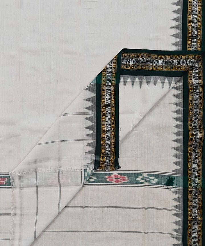 White red green border handwoven cotton sambalpuri towel gamcha