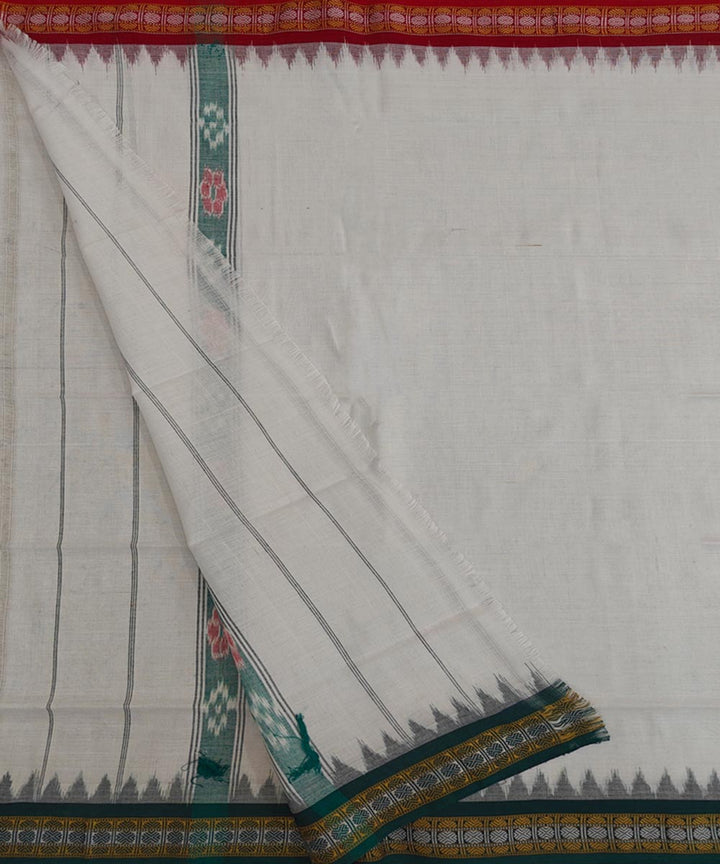 White red green border handwoven cotton sambalpuri towel gamcha