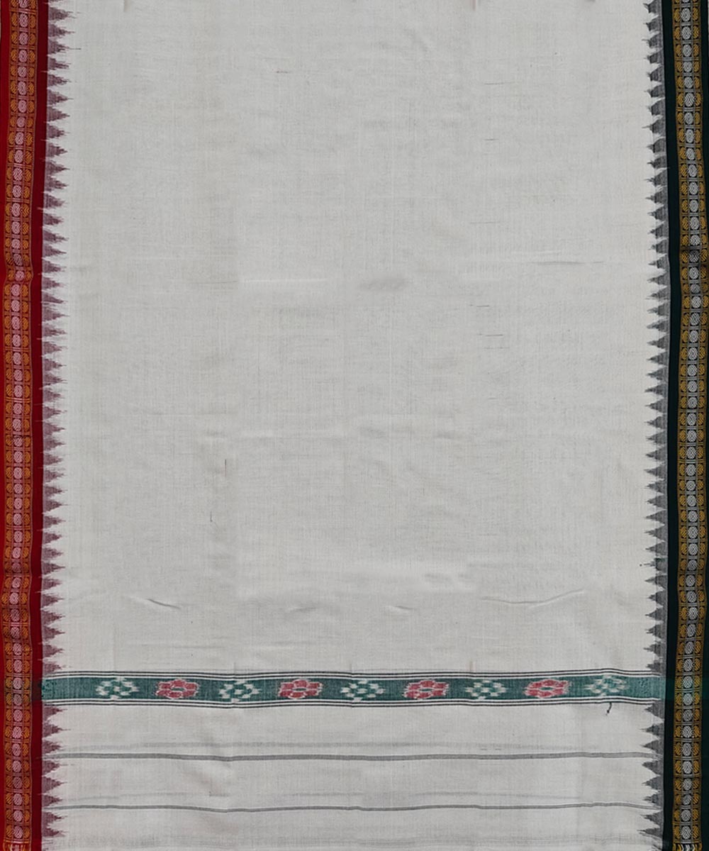 White red green border handwoven cotton sambalpuri towel gamcha
