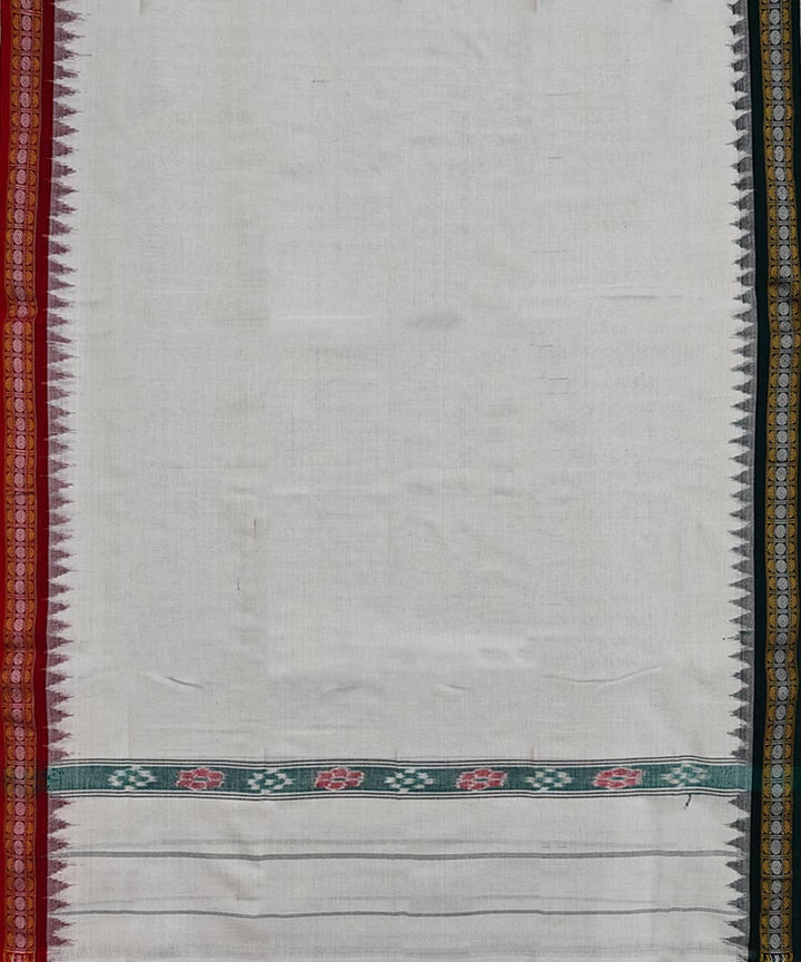 White red green border handwoven cotton sambalpuri towel gamcha