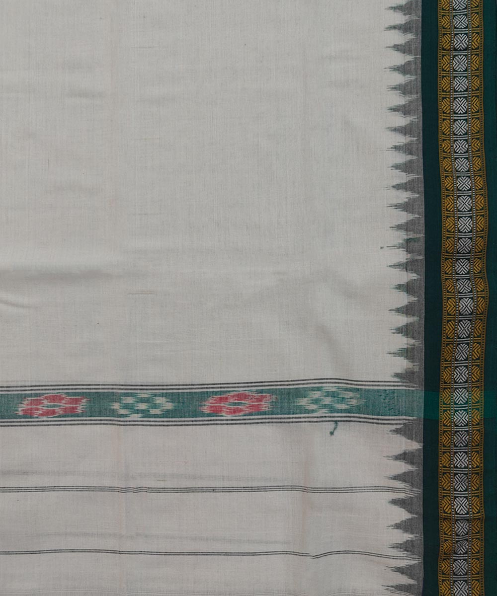 White red green border handwoven cotton sambalpuri towel gamcha