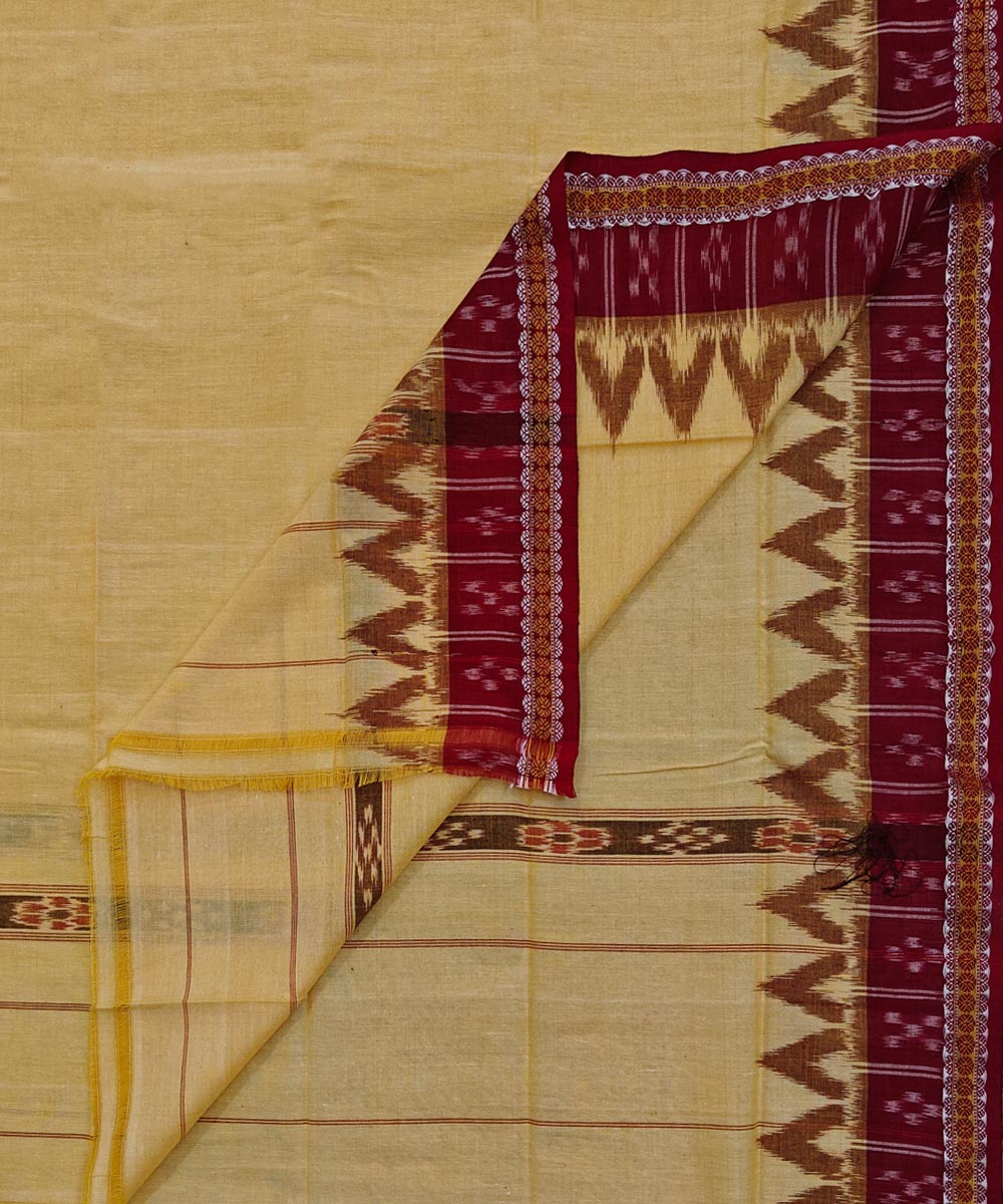 Yellow maroon Handwoven Cotton SambalpuriTowel