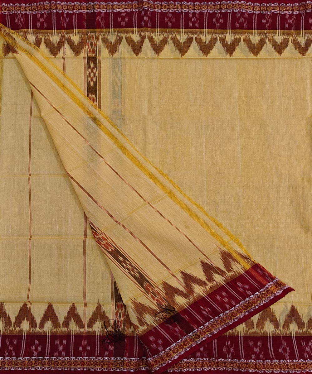 Yellow maroon Handwoven Cotton SambalpuriTowel